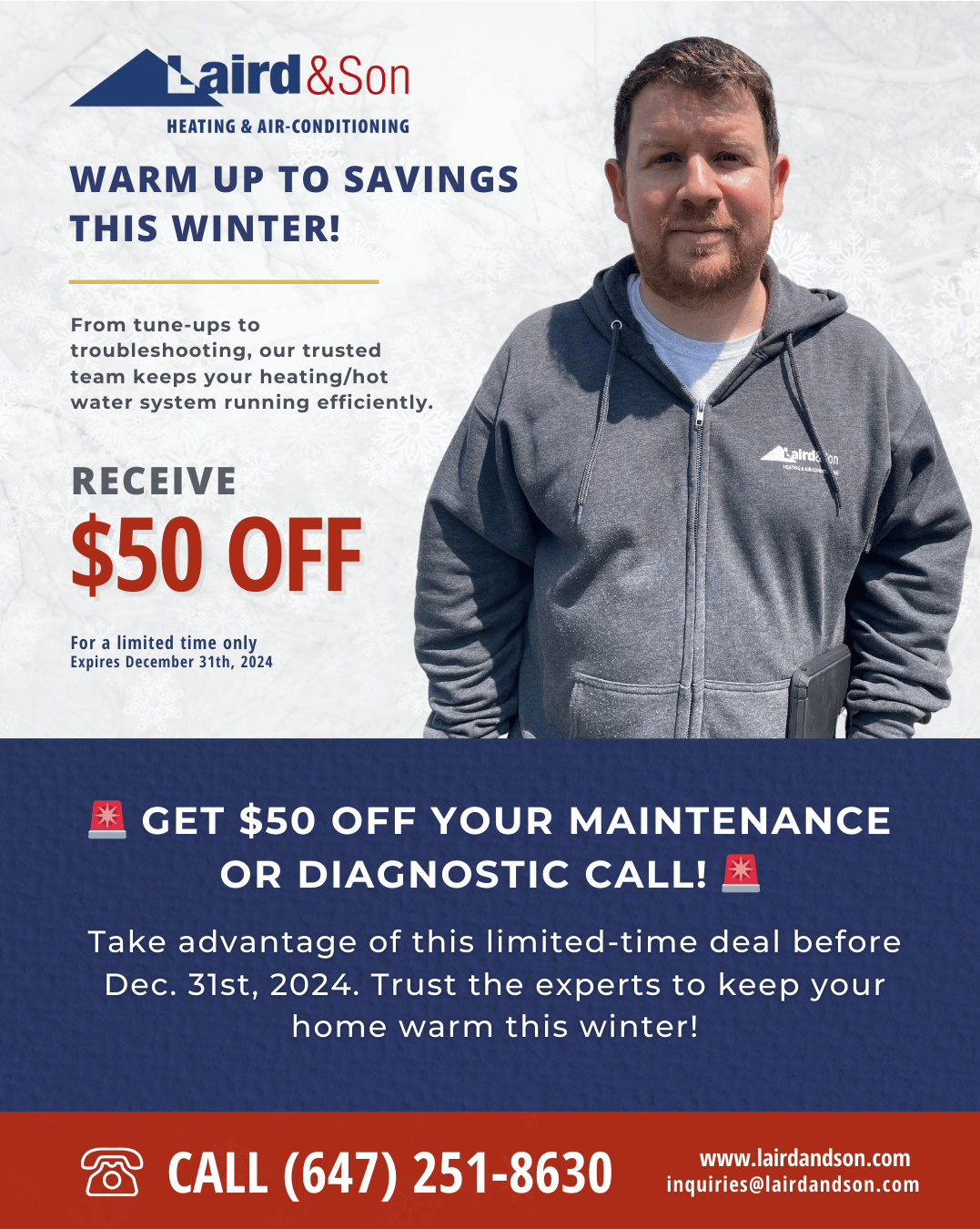 DEC 31st, 2024 - 🚨 Get $50 Off Your First Maintenance or Diagnostic Call!